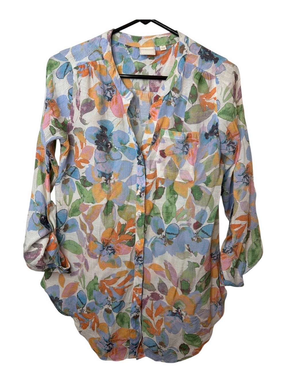 Zac & Rachel button-front blouse watercolor-style floral print